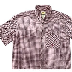 Camel Collection Short Sleeve Shirt Red Gingham Button-Up Men's Large Vintage